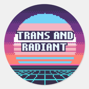 Trans und strahlender Pride-Pixel-Aufkleber Runder Aufkleber