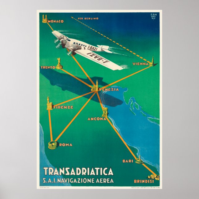 Transadriatica Italie Poster vintage 1931 (Devant)