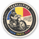 Transalpina Rumänien Motorrad Aufkleber<br><div class="desc">Transalpina in einem Vintagen,  bedrückten Stil Emblem gemacht. Es ist eine landschaftliche Straße,  die in Rumänien zu finden ist.</div>