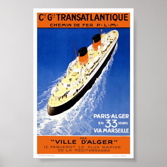 Transatlantisches Vintages Französisches Kreuzfahr Poster (Vorne)