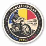 Transfagarasan | Rumänien | Motorrad Aufkleber<br><div class="desc">Transfagarasan in einem Vintagen,  bedrückten Stil Emblem gemacht. Es ist eine landschaftliche Straße,  die in Rumänien zu finden ist.</div>