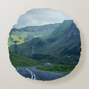 Transfagarasan-Straße – Karpaten-Gebirgsdruck Rundes Kissen