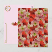 Transfert postal - Carte postale florale Amaryllis