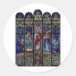 Transfiguration der Jesus Christus-Buntglas-Kunst Runder Aufkleber