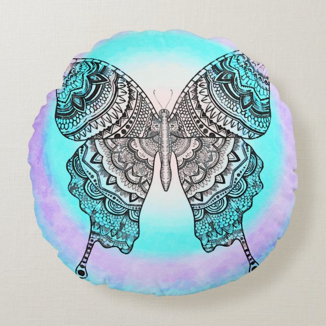 Transformation Zen-Schmetterling-Medizin Pillow Rundes Kissen (Vorderseite)