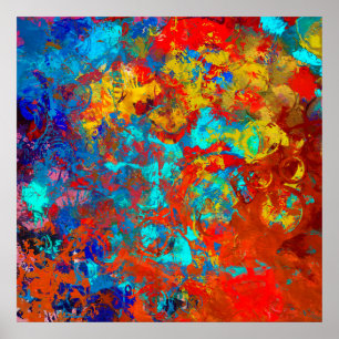 Transformations XXI Blauer Rot Aquamarin Abstrakt Poster