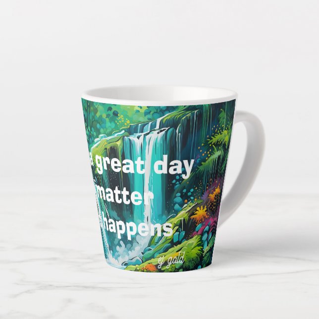transformative Mantra Wasserfall Kaffeetasse Milchtasse (Rechte Ecke)