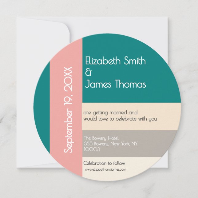 Transformative Teal Modern  Contemporary Wedding Einladung (Vorderseite)