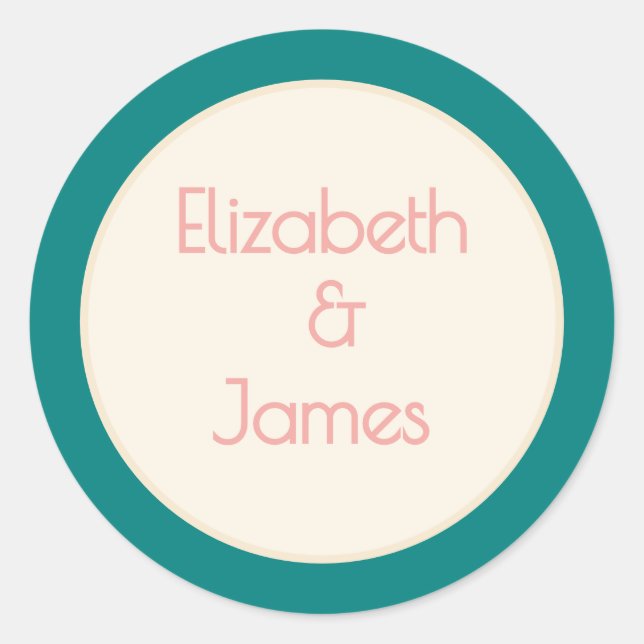Transformative Teal Modern  Contemporary Wedding Runder Aufkleber (Vorderseite)