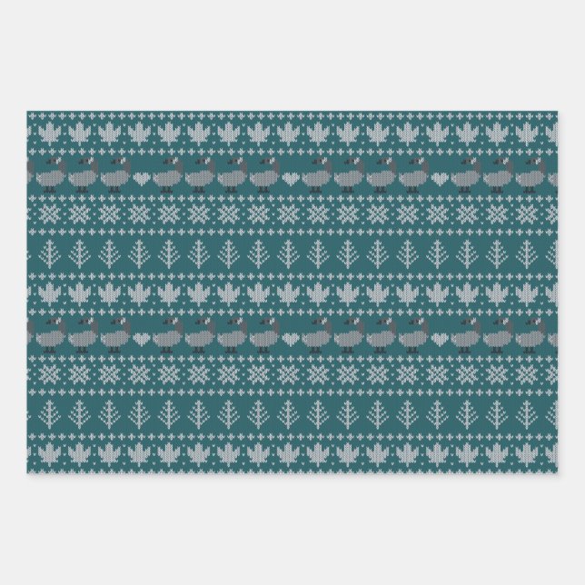 Transformatives Teal - Fair Isle - Feiertag Geschenkpapier Set (Vorderseite)