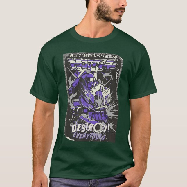 Transformers Megatron Destroy Everything Kanji Com T-Shirt (Vorderseite)