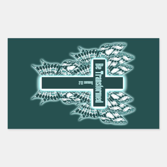 Transformiert werden - Römer 12:2 Rechteckiger Aufkleber (Vorderseite)