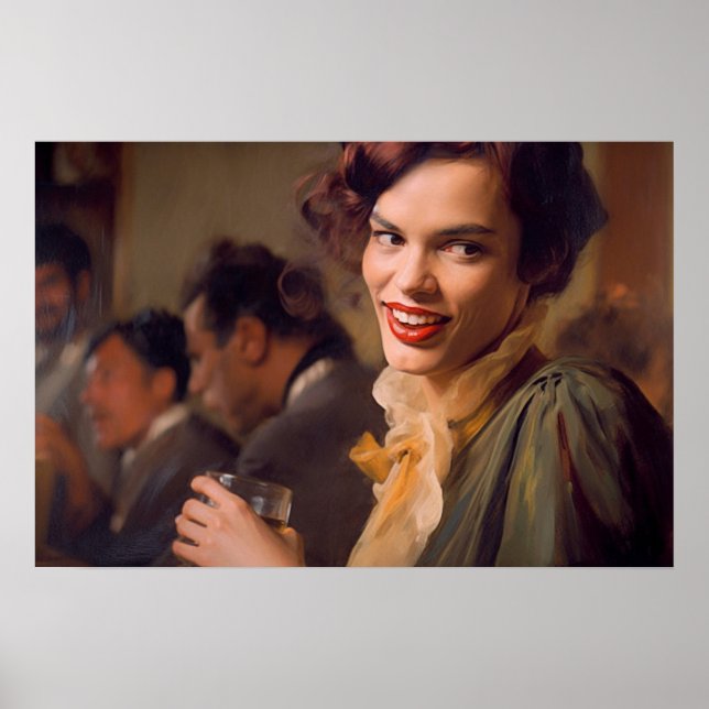 Transfrau genießt einen Drink mit Freunden Poster (Vorne)