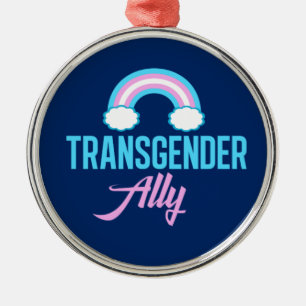 Transgender Ally Blue Pink Weiße Regenbogenunters Silbernes Ornament