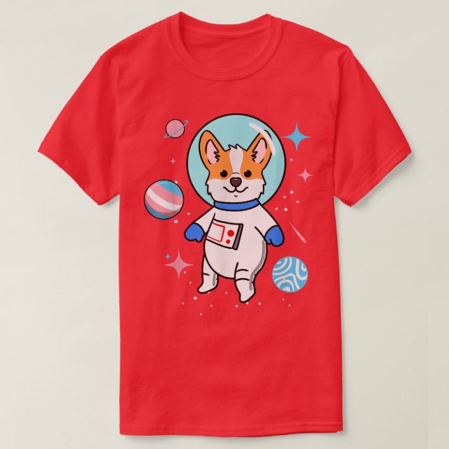 Transgender Corgi In Space Trans Pride  T-Shirt (Design vorne)