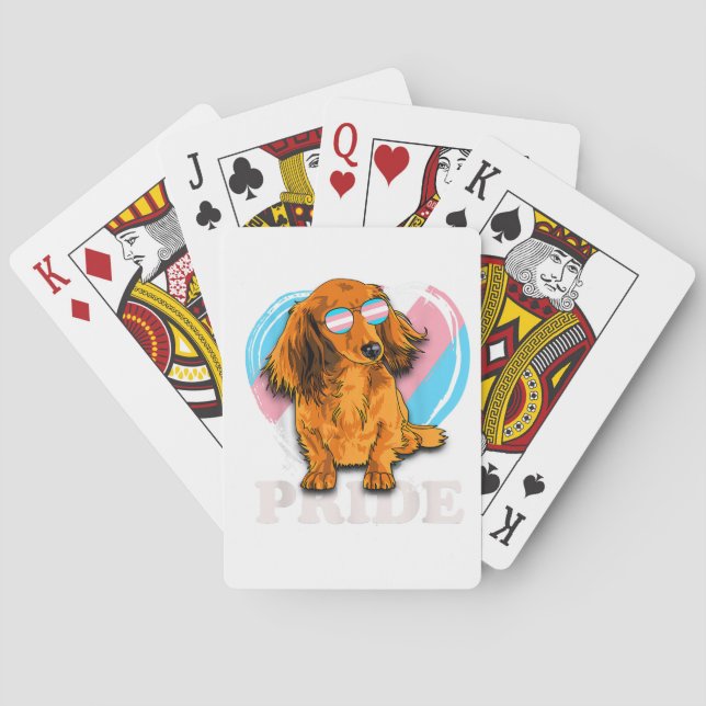 Transgender-Dackel Rainbow-Herz-Pride LGBT-Hund Spielkarten (Rückseite)