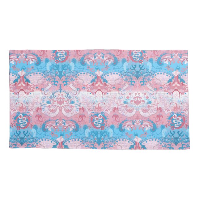 Transgender Dragon Damask - Farbe des Trans-Strich Kissenbezug (Rückseite)