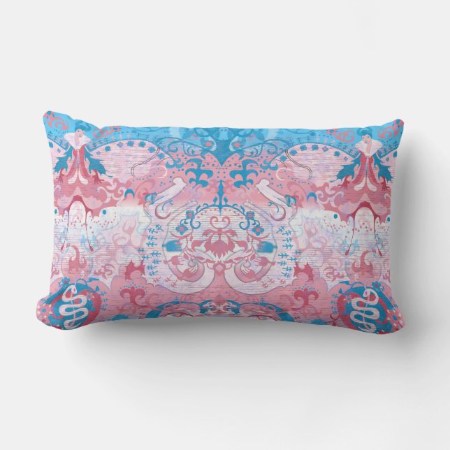 Transgender Dragon Damask - Farbe des Trans-Strich Lendenkissen (Vorderseite)