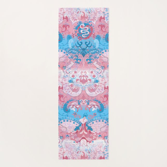 Transgender Dragon Damask - Farbe des Trans-Strich Yogamatte (Rückseite)
