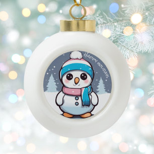 Transgender-Fahne farbiger Schneemann Weihnachtsba Keramik Kugel-Ornament