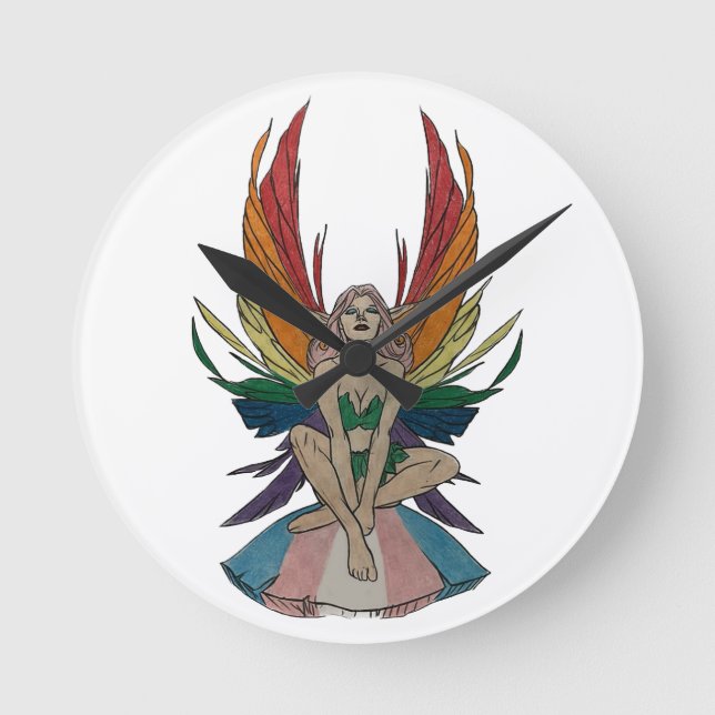 Transgender Fee Runde Wanduhr (Vorderseite)
