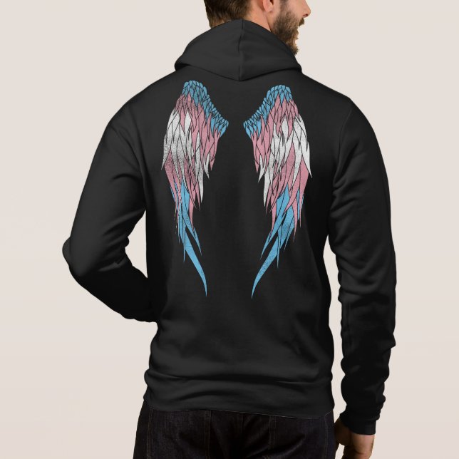 Transgender Flag - Angel Wings Hoodie (Rückseite)