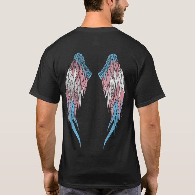 Transgender Flag - Angel Wings T-Shirt (Rückseite)