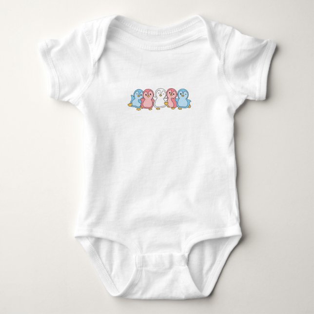 Transgender Flag Pride Lgbtq Niedlich Pinguin Baby Strampler (Vorderseite)