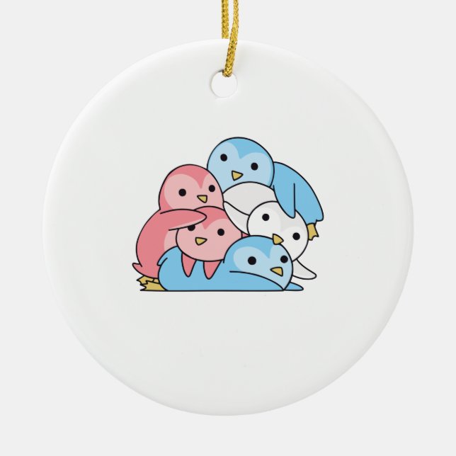 Transgender Flag Pride Lgbtq Niedlich Pinguin Keramik Ornament (Vorne)