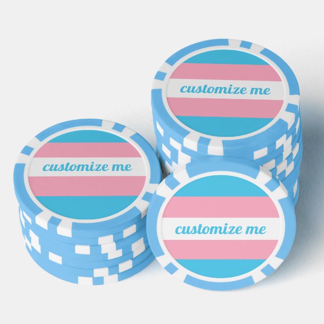 Transgender-Flagge angepasst Pokerchips (Stapel)