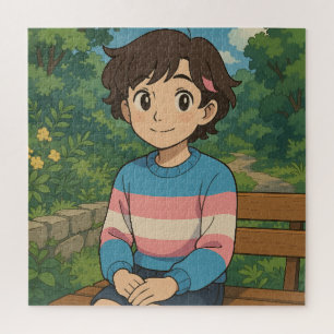 Transgender-Flagge Anime-Person   LGBTQIA+ 