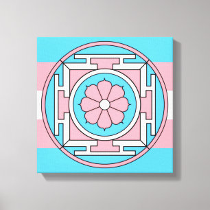 Transgender-Flagge färbt Mandala-neuen Mond LGBT Leinwanddruck