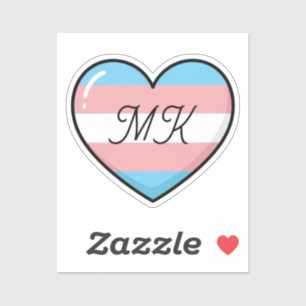 Transgender-Flagge Herz Monogrammiert LGBTQIA+ Aufkleber