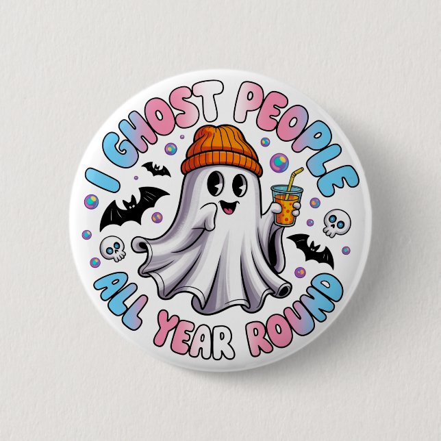 Transgender Funny Halloween - I Ghost People Button (Vorderseite)