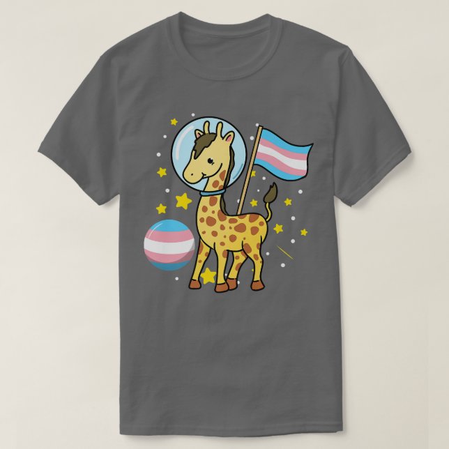 Transgender Giraffe Astronaut Trans Pride T-Shirt (Design vorne)