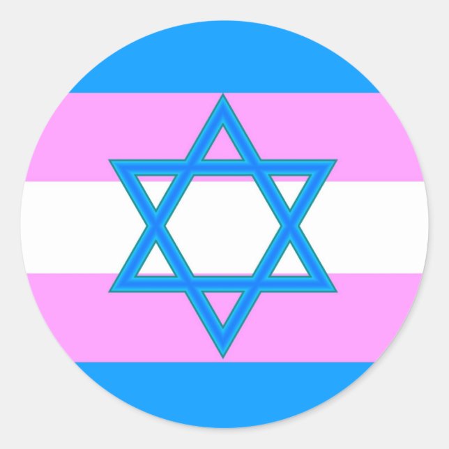 Transgender jüdischer Pride Runder Aufkleber (Vorderseite)