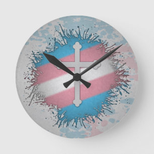 Transgender-Kreuz Runde Wanduhr