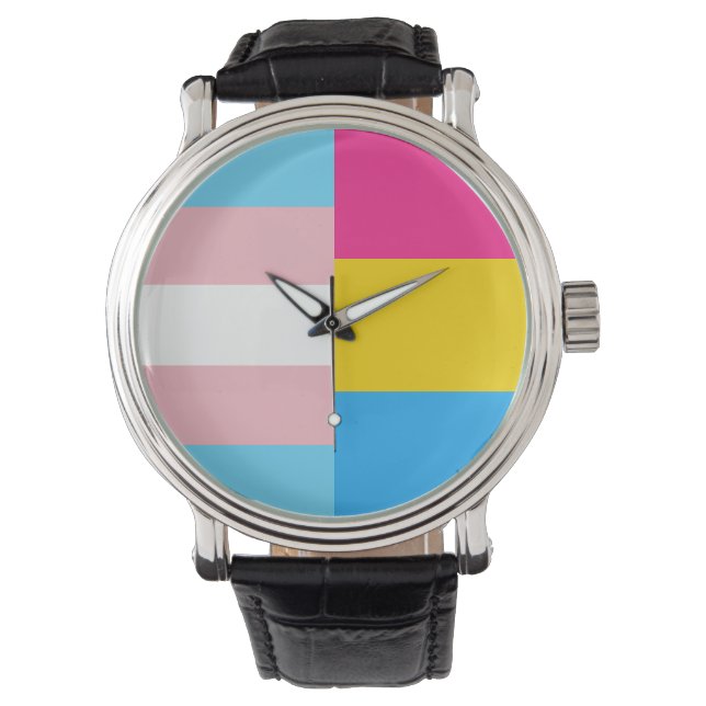 Transgender Pansexual Dual Pride Flag Armbanduhr (Vorderseite)