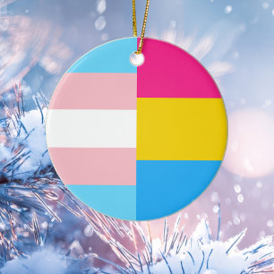 Transgender Pansexual Dual Prix Flag Weihnachten Keramik Ornament