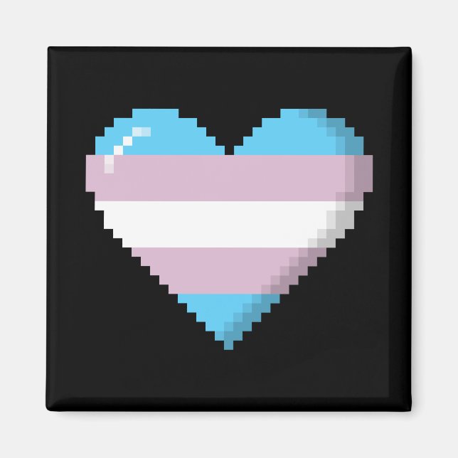 Transgender Pride 8-Bit Pixel Herz Magnet (Vorne)