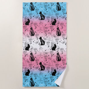 Transgender Pride Black Cat - Mystische Hexe Strandtuch