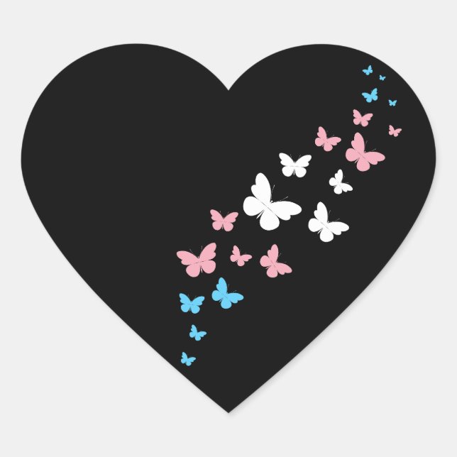 Transgender Pride Butterfly Trail Herz-Aufkleber (Vorderseite)