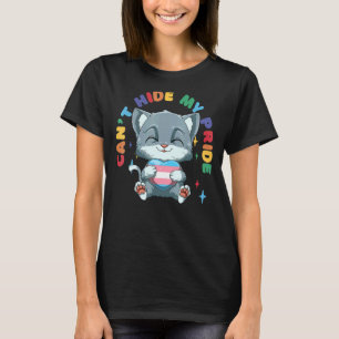Transgender Pride Cat Cat Hugging Transgender Hear T-Shirt