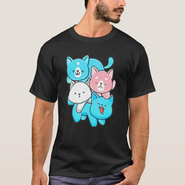 Transgender Pride Cat Lgbt Trans Flag Niedliche Ka T-Shirt (Vorderseite)