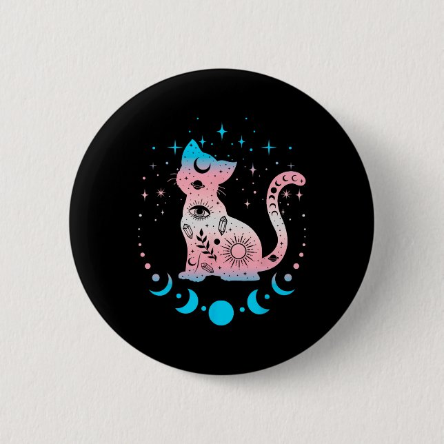 Transgender Pride Flag Colors Cat Lovers Button (Vorderseite)
