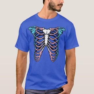 Transgender Pride Flag Skelett Ribs Ribcage Hallo T-Shirt
