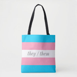 Transgender Pride Flag Stripe Bevorzugte Pronomen Tasche