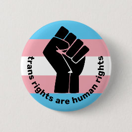 Transgender Pride Flag w Raised Fist Trans Rechte Button
