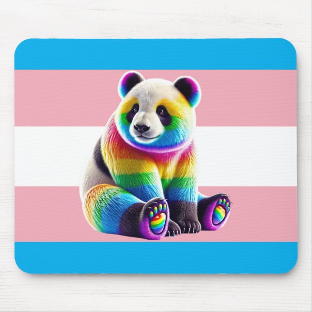 Transgender Pride Flag with Rainbow Panda Mousepad (Vorne)