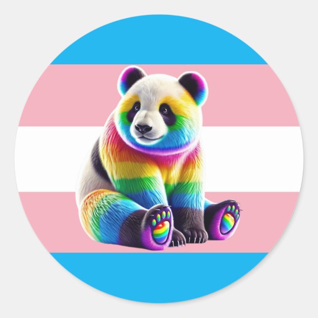 Transgender Pride Flag with Rainbow Panda Runder Aufkleber (Vorderseite)